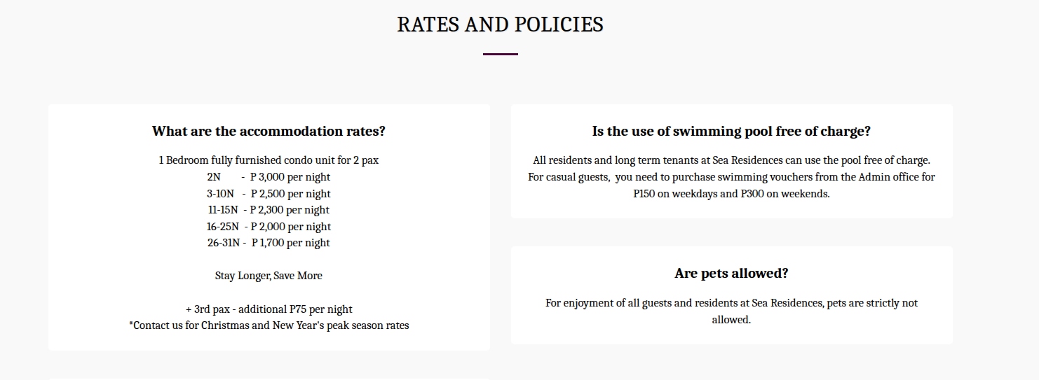 rates and policies